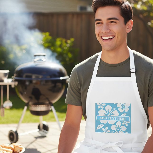 Delantal Largo Flores tropicales de playa azul (Subido por el creador)