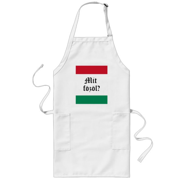 Delantal Largo "Fozol húngaro del Mit?" (Qué está cocinando?) (Frente)