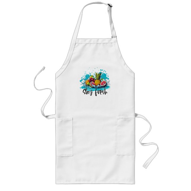 Delantal Largo Fresco resistente - Verano - Frutas tropicales acu (Frente)