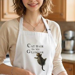 Delantal Largo Funny Cat Climbing-Cat Hair Is My Glitter