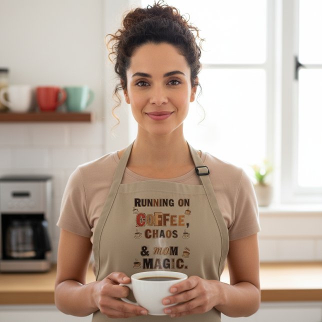 Delantal Largo Funny Coffee Chaos & Mom Magic (Subido por el creador)