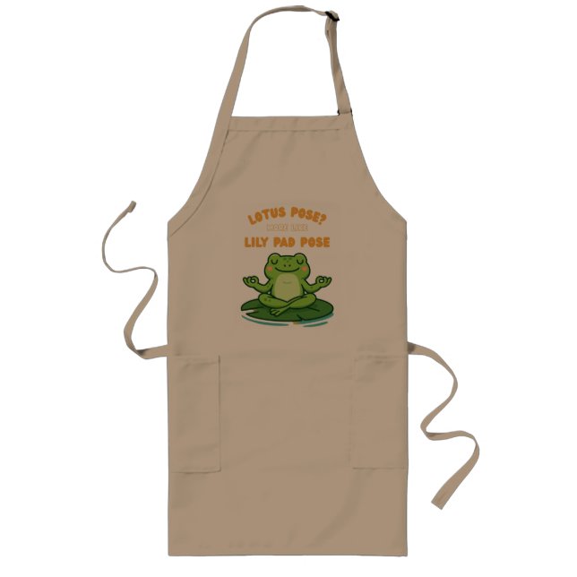 Delantal Largo Funny Frog Yoga Personalizado Lotus Lily Pad Pose  (Frente)