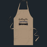 Delantal Largo Funny Parrillada Superpotencia Monograma Nombre<br><div class="desc">Diseño divertido para los amantes de la parrilla en una barbacoa. Grilling It's (su nombre) superpotencia diseño de tipografía moderna. Diseño de color azul y negro.</div>