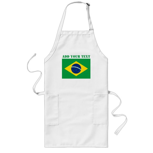 Delantal Largo Fútbol Brasil 2022 con bandera (Frente)
