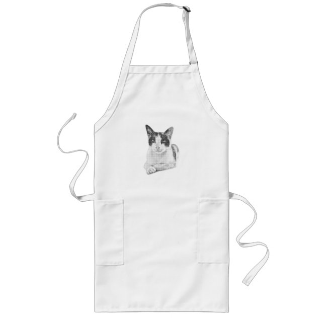 Delantal Largo Gato Calico Cómic Semitono (Frente)