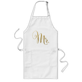 Delantal Largo Gold His n Hers Mr & Mrs Matching Aprons