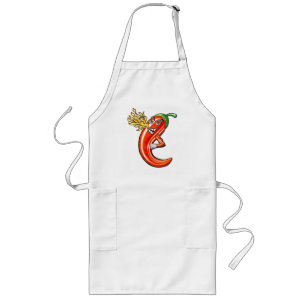 Delantal Largo Gracioso Chili picante En Fuego