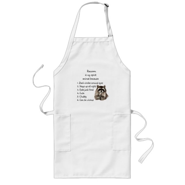 Delantal Largo Gracioso Raccoon Spirit Animal Humor Cute acuarela (Frente)