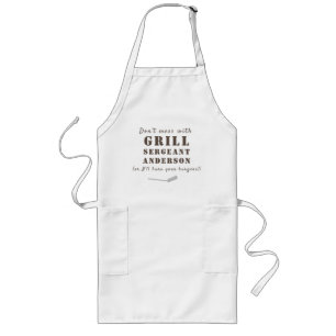 Delantal Largo Gracioso Sargento de Grill Personalizado
