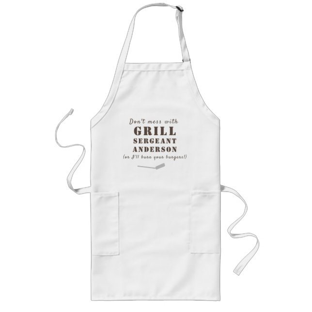 Delantal Largo Gracioso Sargento de Grill Personalizado (Frente)