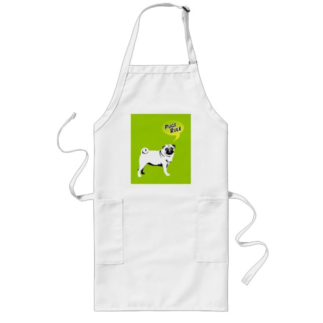 Delantal Largo Graciosos regalos de reglas de Pugs (Frente)