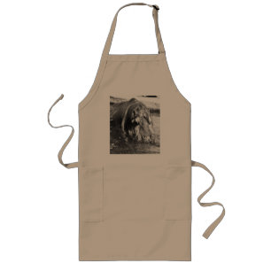 Delantal Largo Grainy Black Hippo Art, Apron