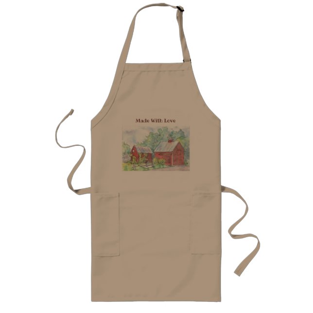Delantal Largo Granja de granero rojo Apron Country Kitchen Life (Frente)