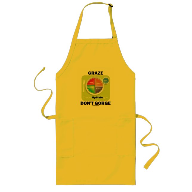 Delantal Largo Graze Don't Gorge (actitud de MyPlate Food Group) (Frente)