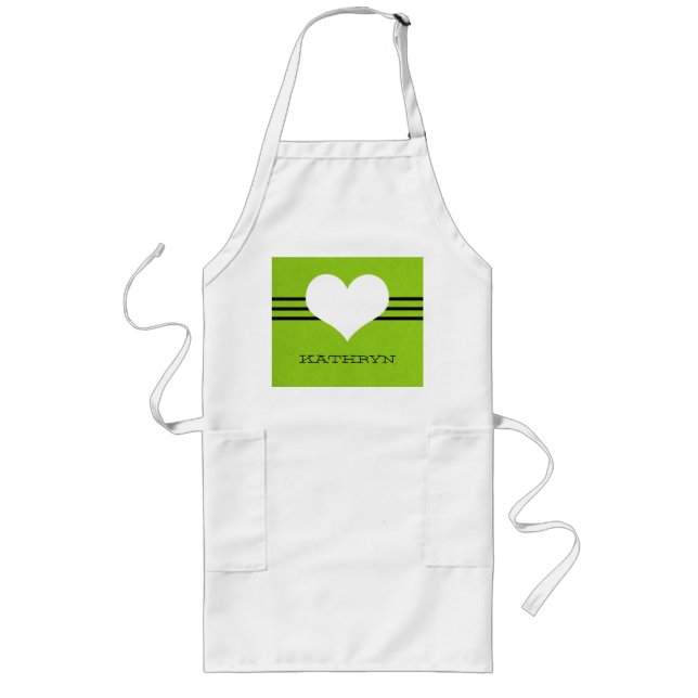 Delantal Largo Green Modern Heart Apron (Frente)