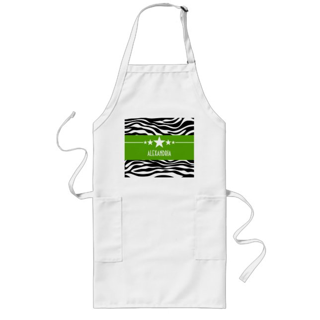 Delantal Largo Green Sassy Star Zebra Apron (Frente)