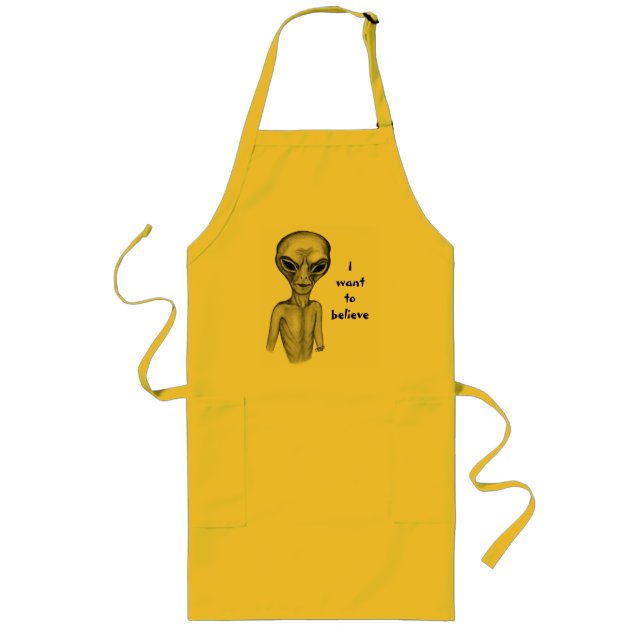 Delantal Largo Grey Alien , quiero creer (Frente)