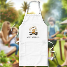 Delantal Largo Grill Flippin Chef Nombre personalizado Texto pers
