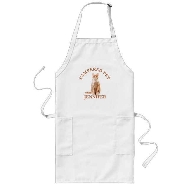 Delantal Largo Groomer Apron, Mascota de gato personalizado (Frente)