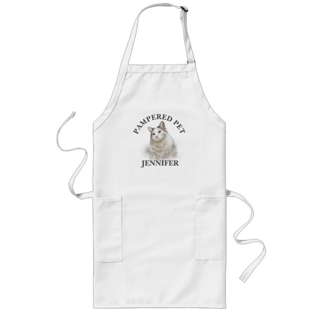 Delantal Largo Groomer Apron, Mascota de gato personalizado (Frente)