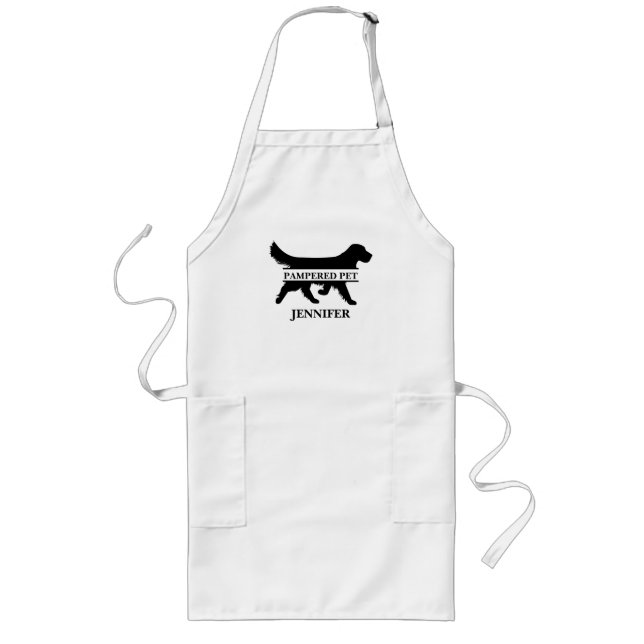 Delantal Largo Groomer Apron, Mascota de Golden Retriever persona (Frente)