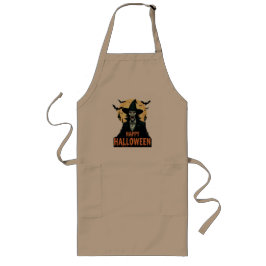 Delantal Largo Halloween Horror Bruja con ojos rojos