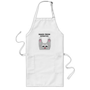 Delantal Largo Hecho De Scratch Cute Sonriente Cat Apron