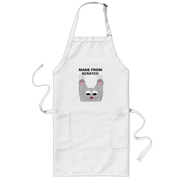 Delantal Largo Hecho De Scratch Cute Sonriente Cat Apron (Frente)