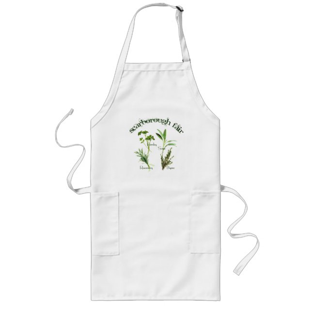 Delantal Largo Hierbas botánicas Parsley Sage Rosemary Thyme Text (Frente)