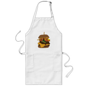 Delantal Largo Ilustración de amor de hamburguesa Hamburger Burge