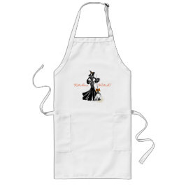 Delantal Largo ilustracion de moda de Halloween con escoba