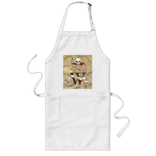 Delantal Largo Jolly Roger Monogram Inicial (Frente)