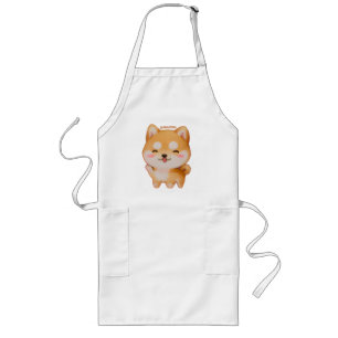 Delantal Largo Kawaii Sonriente Shiba Inu al estilo Personalizado