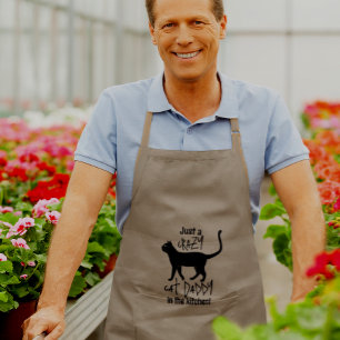 Delantal Largo Khaki Black Personalizada Crazy Cat Daddy