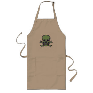 Delantal Largo Khaki de cráneo verde largo perrero del chef