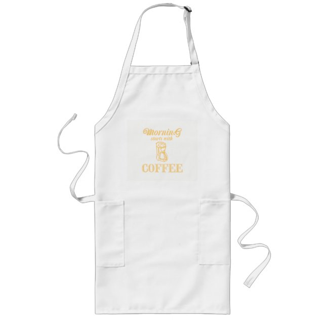 Delantal Largo La mañana comienza con el café (Frente)