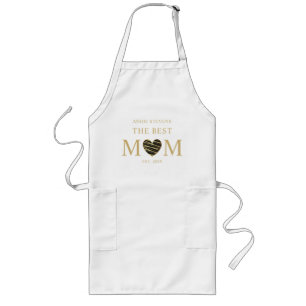 Delantal Largo La mejor cita MOM con el corazón de efecto negro y