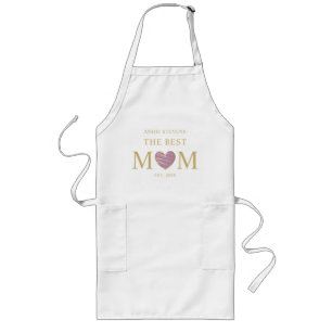 Delantal Largo La mejor cita MOM con rojo y oro