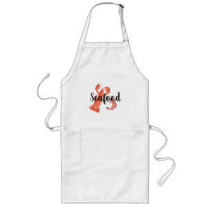 Delantal Largo Langosta Mariscos Camarón Acuarela Personalizados