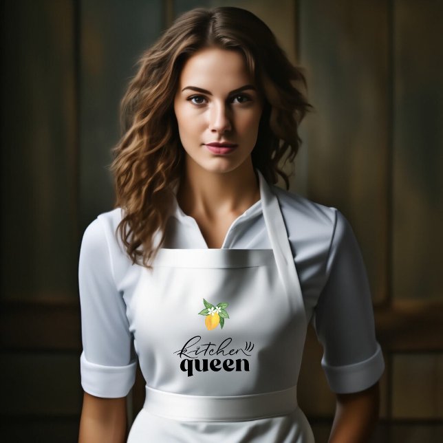 Delantal Largo Lemon Pattern Long White (Lemon Pattern Long White Long Apron)