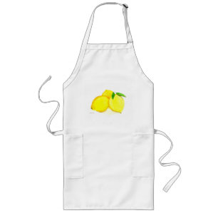 Delantal Largo Lemons frutales Personalizado de acuarela Long Apr