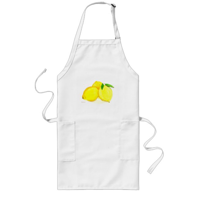 Delantal Largo Lemons frutales Personalizado de acuarela Long Apr (Frente)