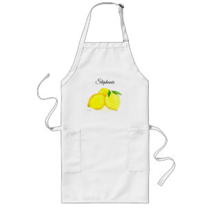 Delantal Largo Lemons frutales Summer acuarela Personalizado Long