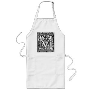 Delantal Largo Letra M Monograma medieval Art Nouveau