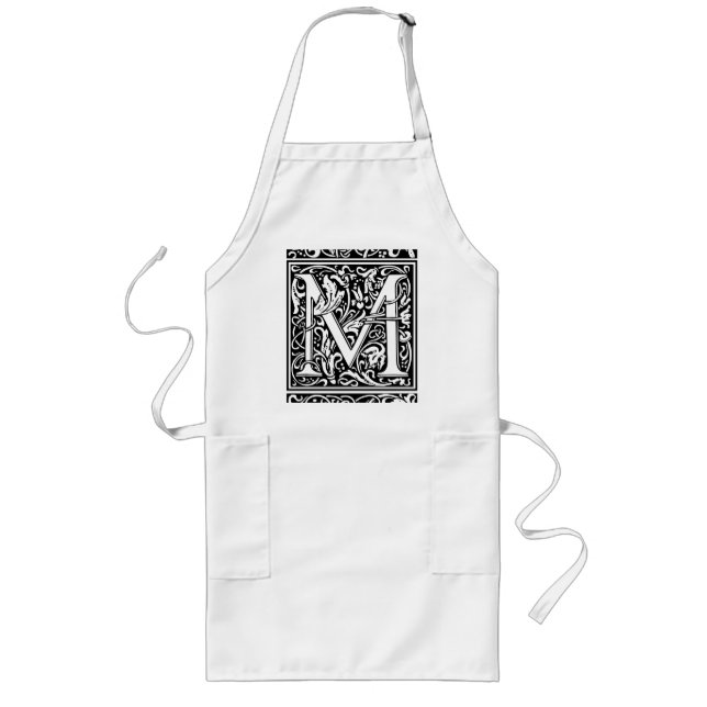 Delantal Largo Letra M Monograma medieval Art Nouveau (Frente)