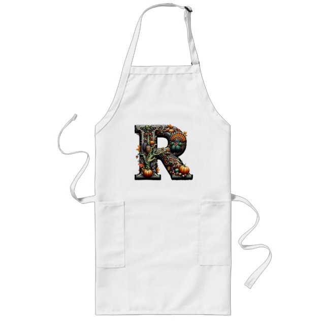 Delantal Largo Letter R Thanksgiving style turkey  (Frente)