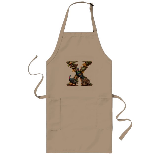 Delantal Largo Letter X Thanksgiving turkey style  (Frente)