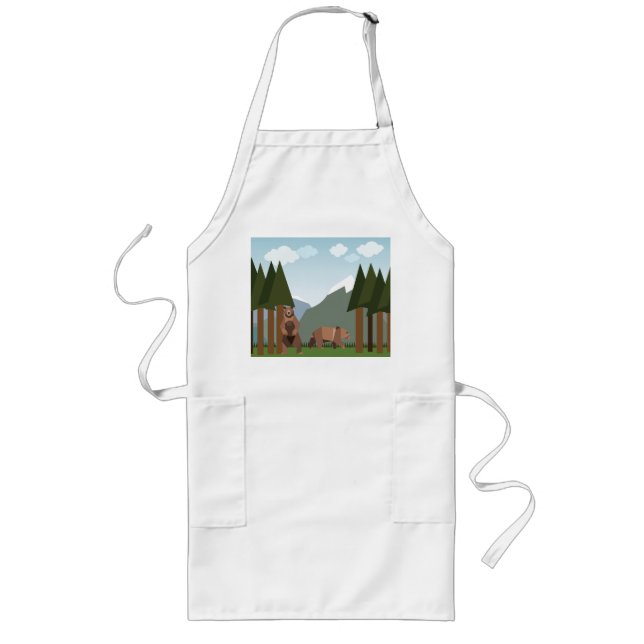 Delantal Largo Los osos se despiertan del sueño invernal (Frente)