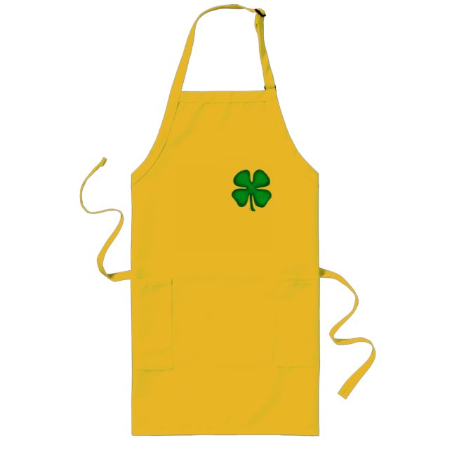 Delantal Largo Lucky 4 Leaf Irish Clover largo menú de chef amari (Frente)