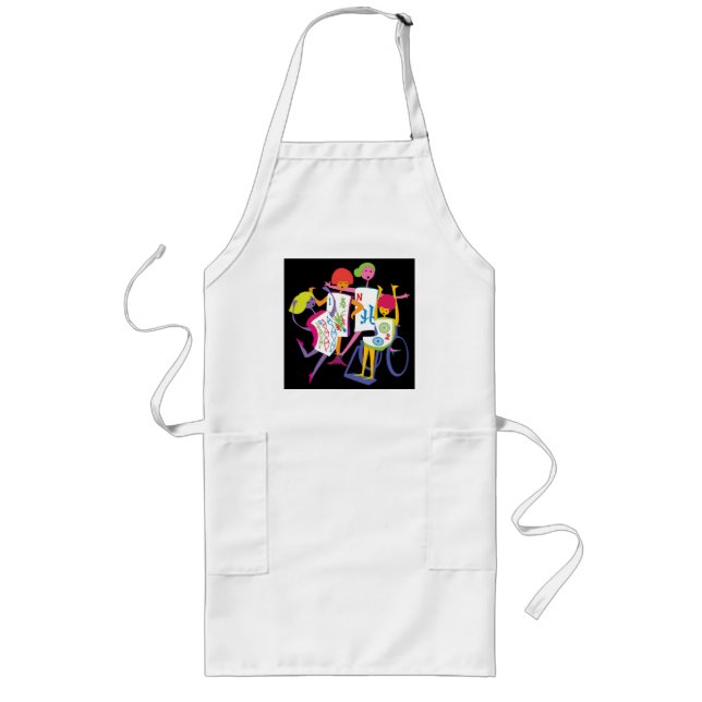Delantal Largo Mah Jongg Happy Dance Black Apron (Frente)